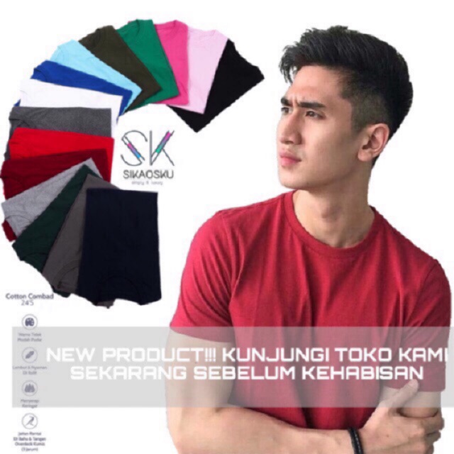  TEBAL KAOS  POLOS  COTTON COMBED 24S REAKTIF PREMIUM WARNA 