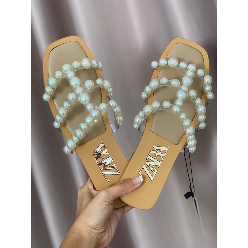 SANDAL WANITA ZS336 Z FLAT PEARL BEAD SANDALS PREMIUM IMPORT