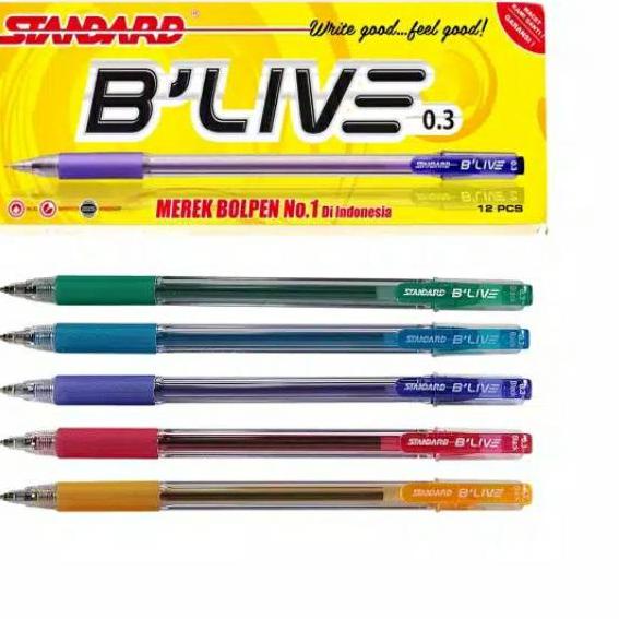 

Original STANDARD Pen Pulpen B'Live 0.3 Isi 12 Blive 0,3 Bulpen / Ballpoint / Bolpen / Bolpoin / Pe