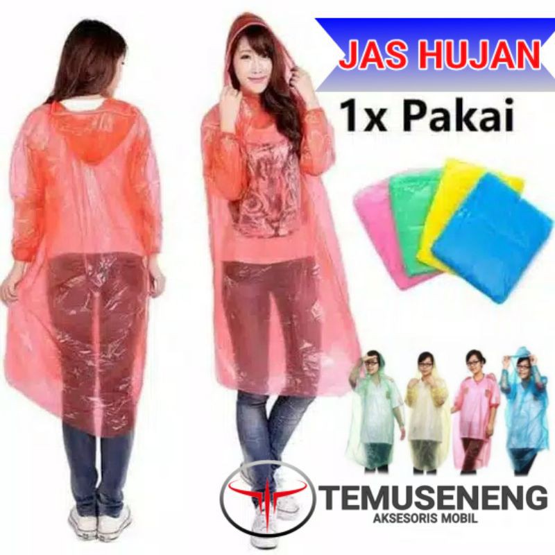 Jas Hujan Sekali Pakai Mantel Bahan Plastik Kresek Tipis Murah Rain Coat Emergensi Darurat All Size