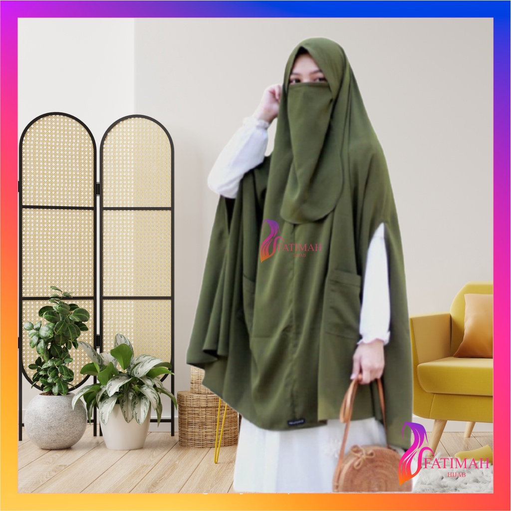 Khimar Jumbo As Syifa Softpet Bonus Cadar Syar'i Asyifa XXL / Khimar wolfis / khimar Saku