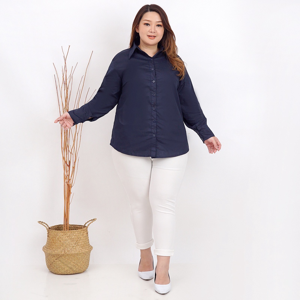 KEMEJA POLOS WARNA WANITA WARNA BIRU NAVY