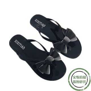 Sandal Selop Flat Open Toe Aksen Pita Warna  Gradasi Ala  