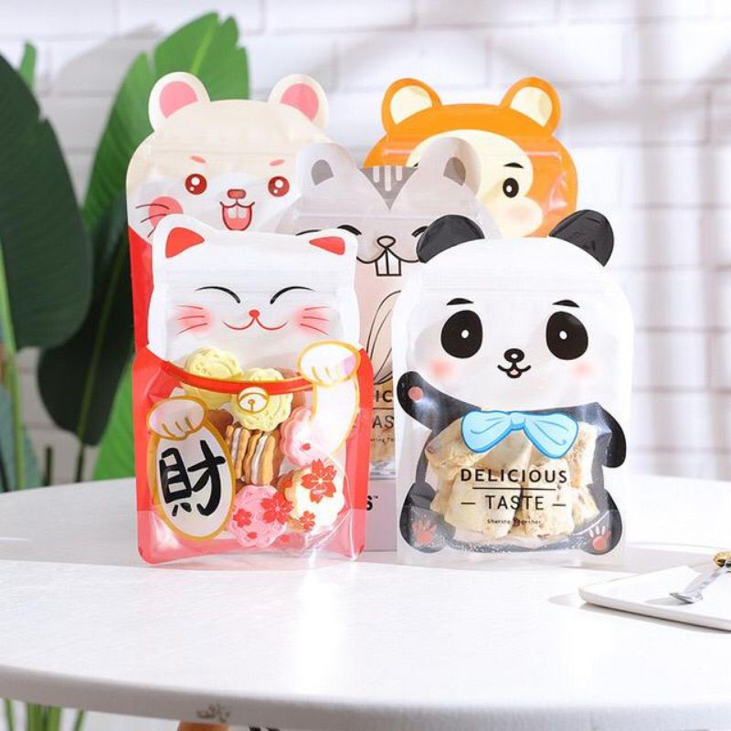 zipper bag LUCKY CAT/ plastik ziplock lucu dan unik hoki cat  harga 5 pcs