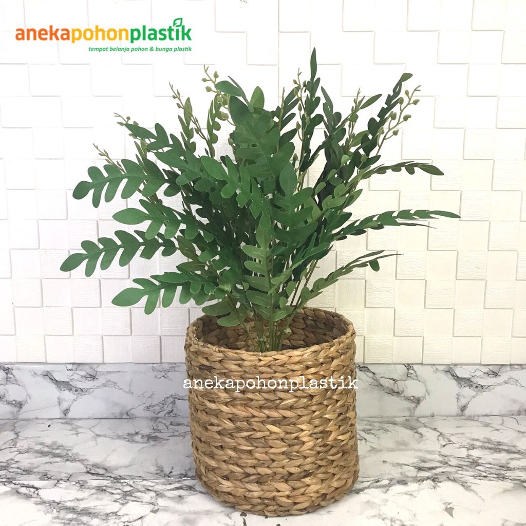 Pohon Daun Kari Salam Koja Artificial Pot Dasar Hitam Plastik Cover Eceng Gondok Tanaman Hias Imitas