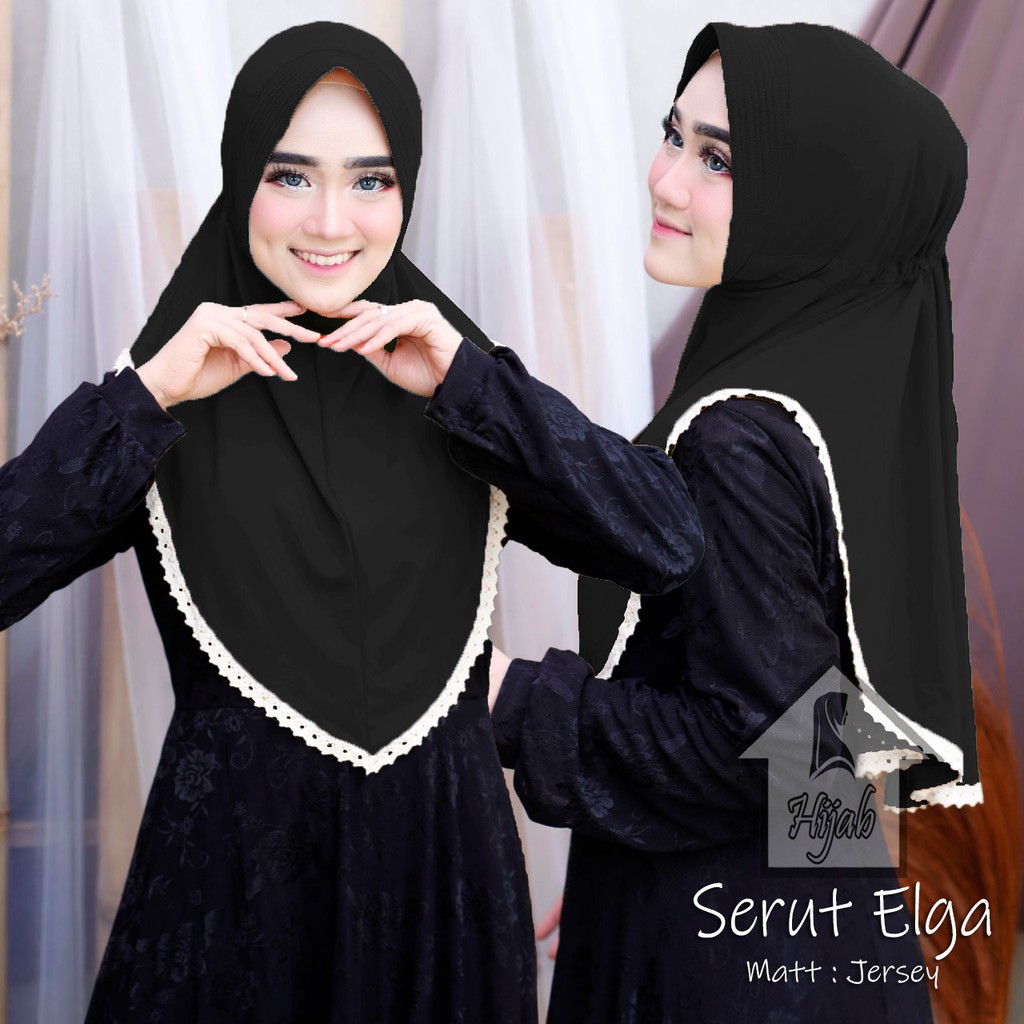 JILBAB INSTAN JERSEY TERBARU HIJAB BERGO SERUT ELGA KERUDUNG INSTAN BERGO TERMURAH RUMAH HIJA'B-Hitam
