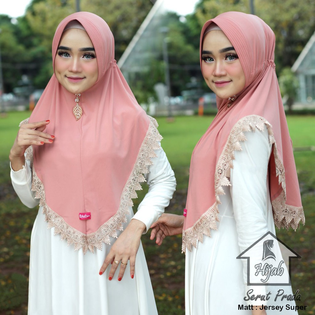 GROSIR Jilbab Instan Serut Prada Hijab Bergo Renda Import Terbaru dan Termurah RUMAH HIJA'B-1