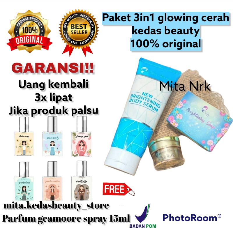 PROMO|| PAKET 3in1 Sepaket Kedas Beauty Original BPOM Sabun Gold Jelly dan serum Kedas Beauty
