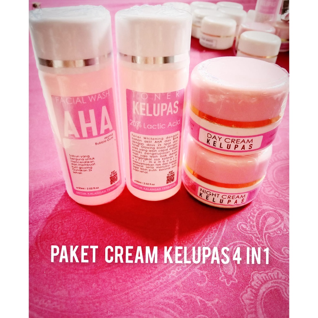 BEST SELLER  PAKET CREAM KELUPAS 4 IN - Untuk yang susah putih - untuk pengelupasan kulit - Bikin gl