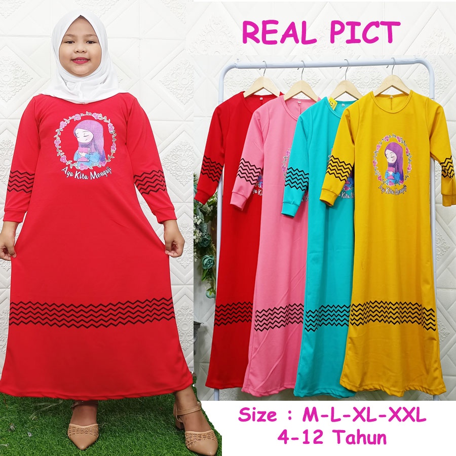 AYO KITA MENGAJI GAMIS DRESS ANAK 4-12Tahun CARLINA