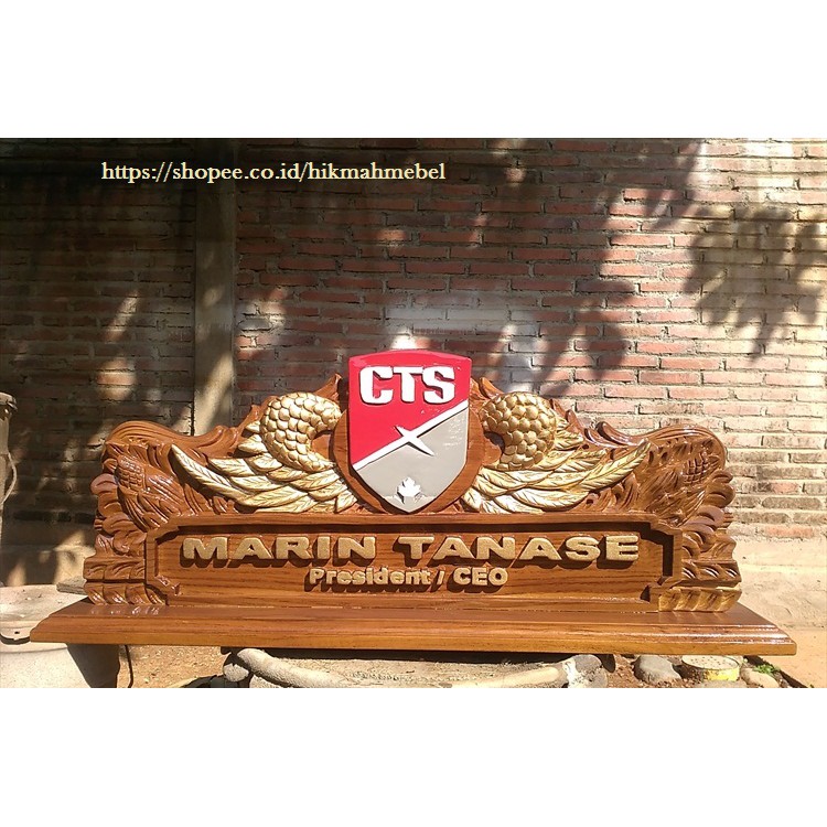 papan nama ukir natural kayu jati jepara