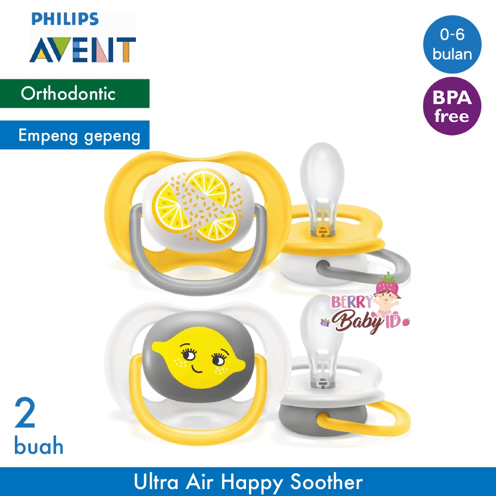 Philips Avent 2 Pcs Ultra Air Happy Empeng Bayi 6-18m Pacifier Soother Berry Mart