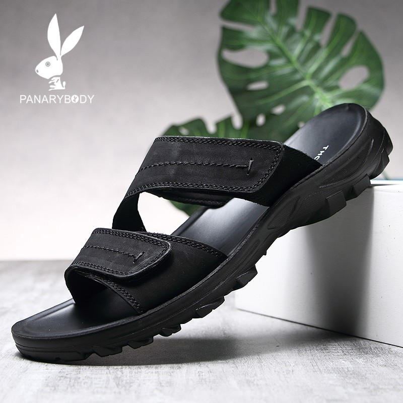 Sandal Kulit Pria Kasual Slippers Bahan Original Santai Antislip Sandal Slide Casual Trend 2021