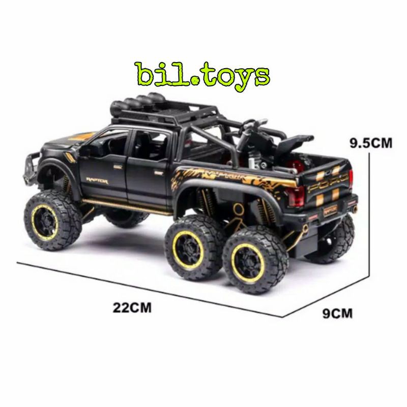 Ford F150 6x6 Raptor Model Mobil Diecast Bahan Alloy Skala 1: 24 Die Cast Models Toys