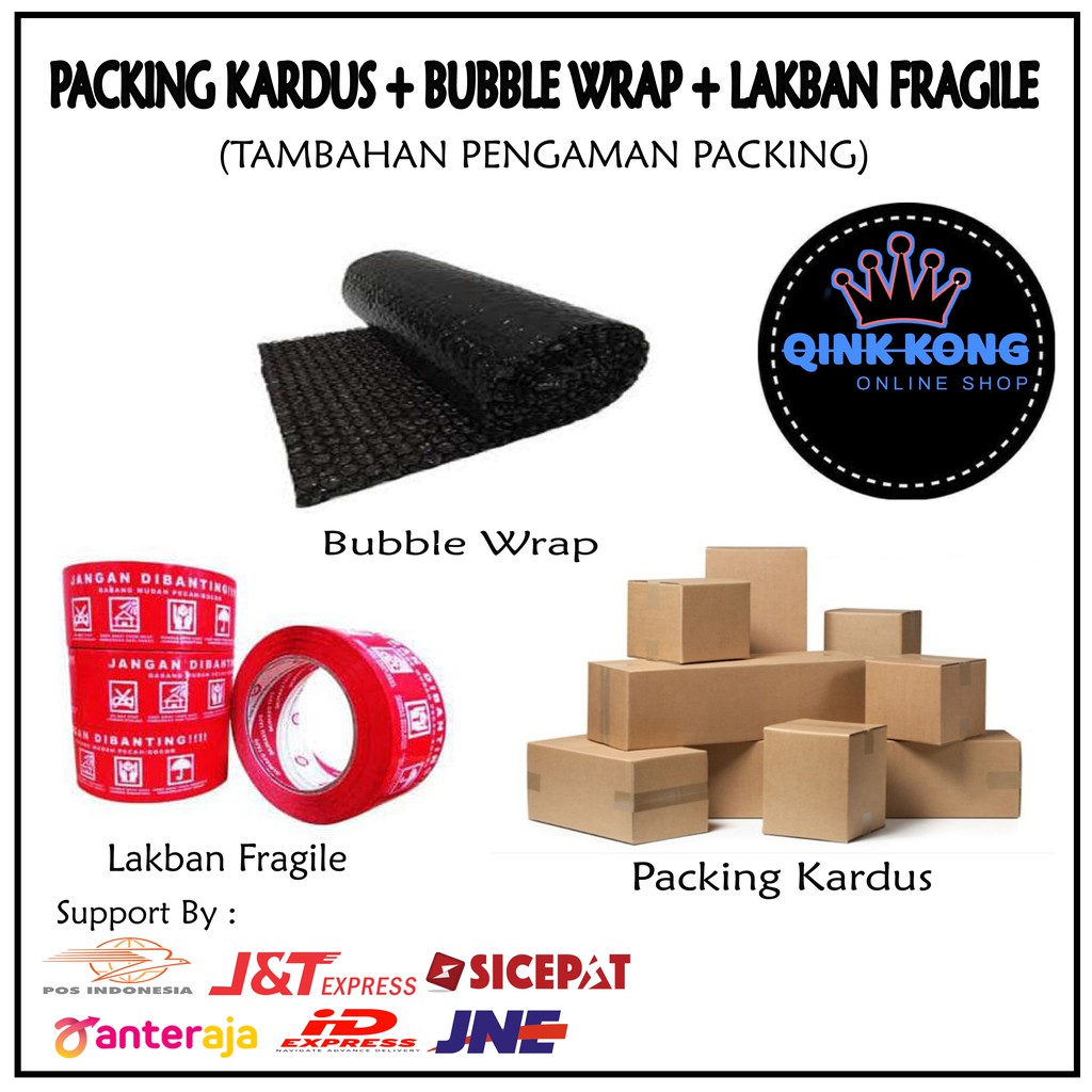 

Paket pengaman PACKING Pengiriman (Bubble wrap + Kardus + Lakban)