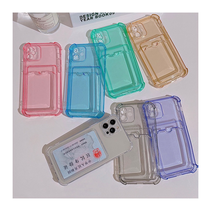 Samsung A22 A02 A82 A72 A52 A42 A32 A12 A10s Case Clear Card Holder Shockproof Phone Case Protective Cover-3