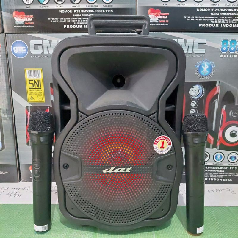 Speaker Bluetooth 8 Inch DAT DT 820QD Portable Radio USB Free 2 Mic Wireless Speaker Karaoke-1