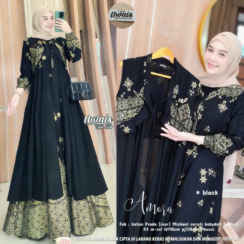 [[ BISA COD ]] TIDAK ORI UANG KEMBALI - ORI BERLABEL UWAIS - AMORA MAXY | GAMIS UWAIS ORI