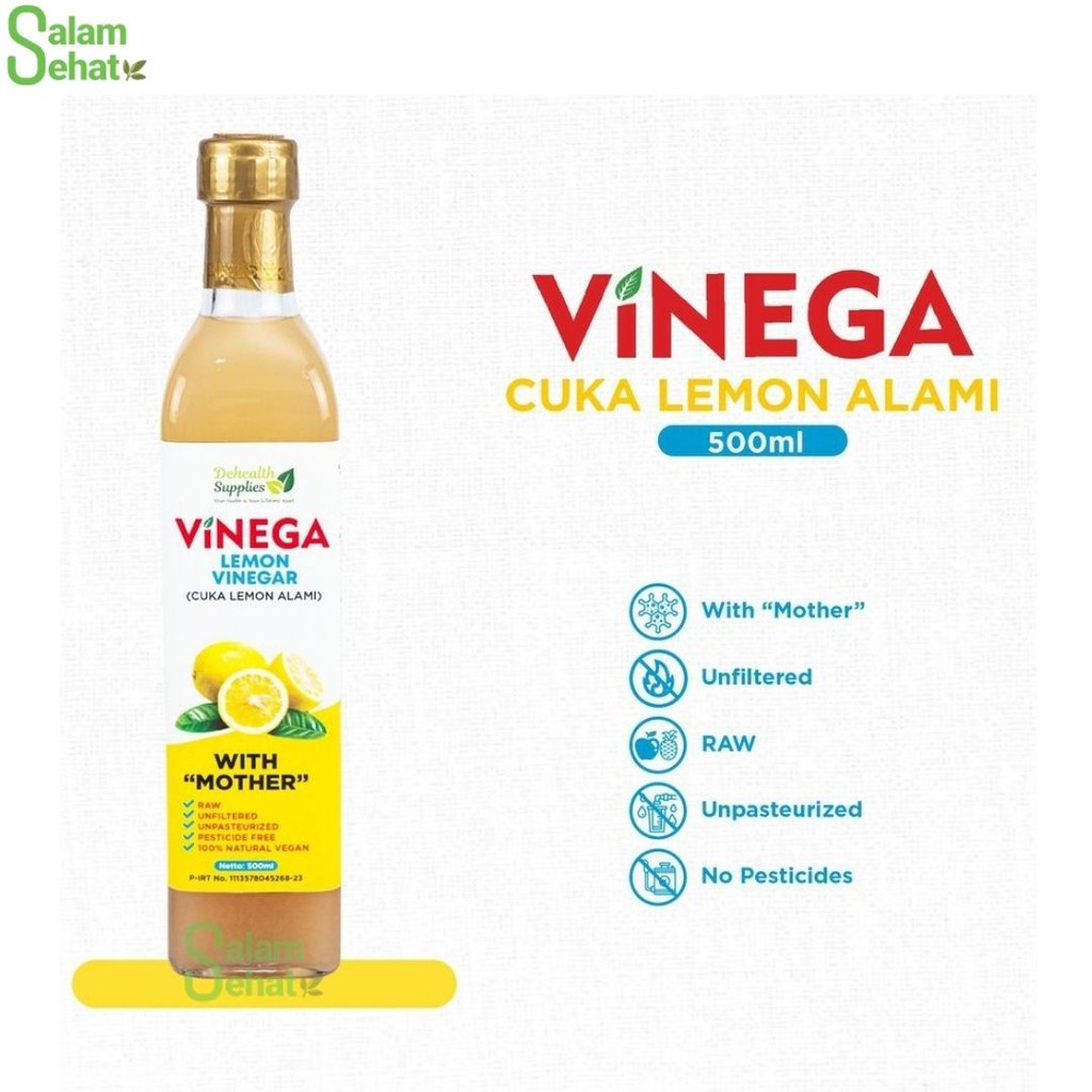 

VINEGA Cuka Lemon 500ml/Lemon Cider Vinegar 500 ml Dehealth Kemasan Botol Kaca