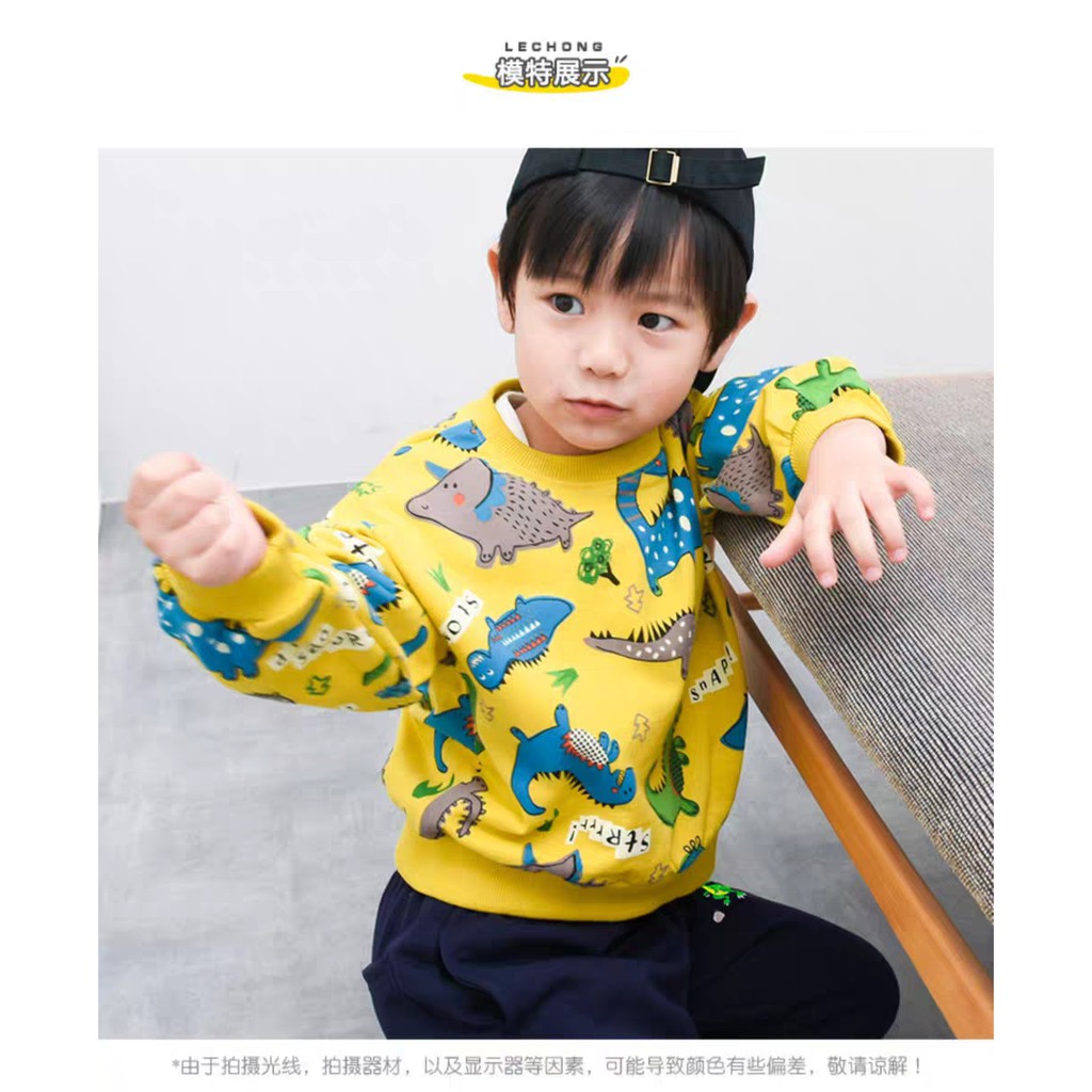 HappyOliver PASSWORD DINO SNAP Setelan Sweater 1 - 7 Tahun Baju Anak BerKualitas