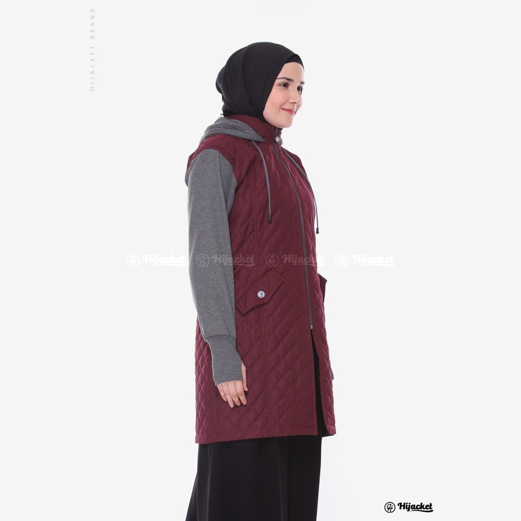 Jaket Parasut Wanita Muslimah Hijaber - Hijacket Graciella Musim Dingin Panjang Hijabers Hijab-Maroon