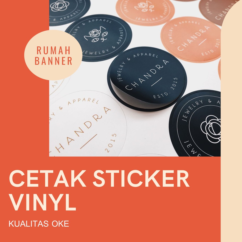 

(Rumah Banner) Desain + Cetak Stiker Label Isi 100pcs / Vynil & Cromo (bulat & Kotak)