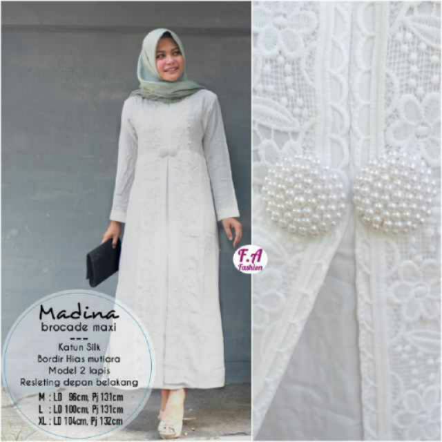 Gamis bordir putih
