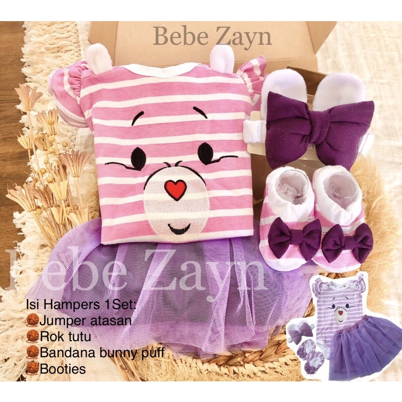{BEBE ZAYN} Hampers baby/ hampers bayi/ baby gift/ kado bayi/ baby newborn/ Baby Girl/ Flowery Dress Set-Fluffy Soft Purple