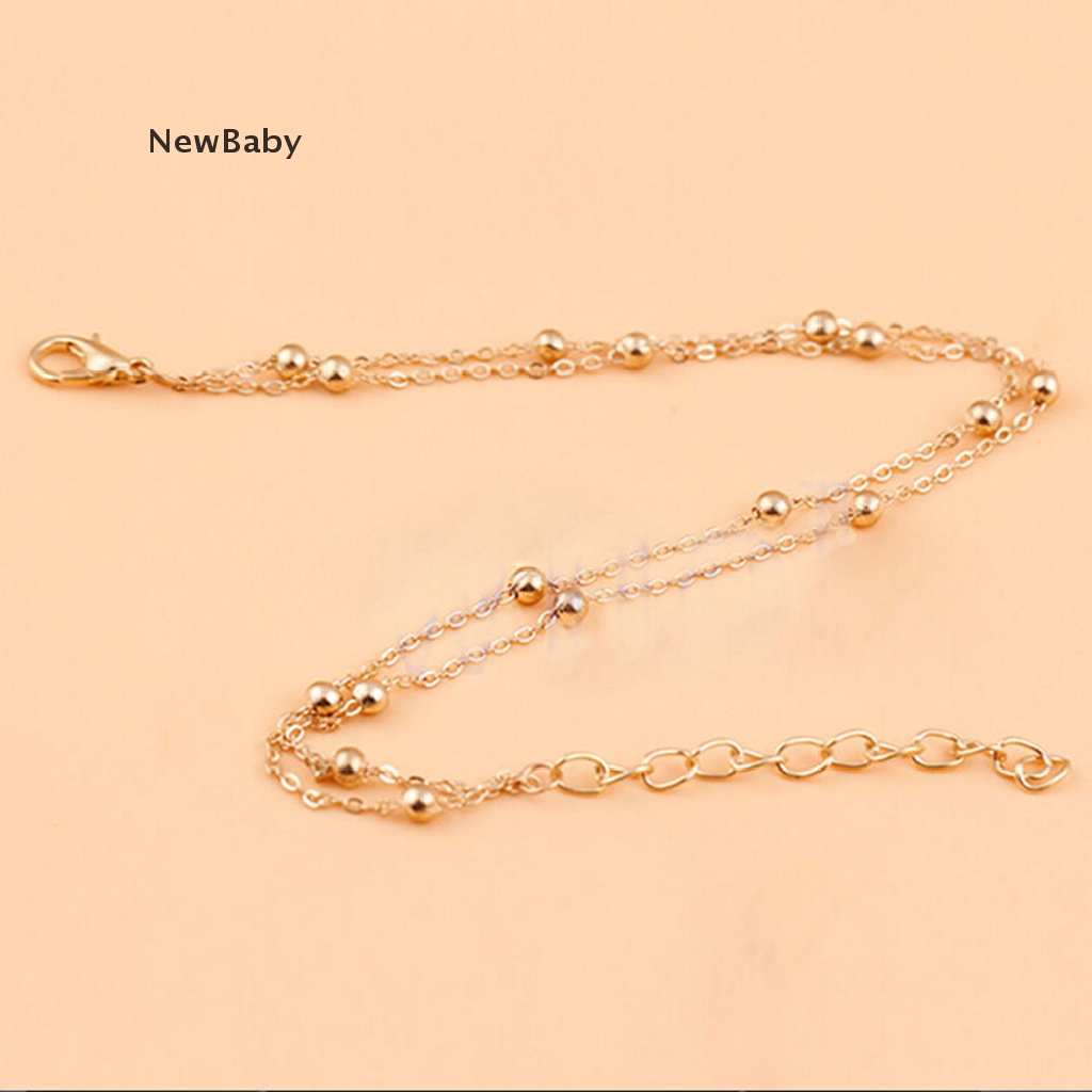 Newbaby Gelang Kaki Rantai Ganda Warna Emas Untuk Wanita