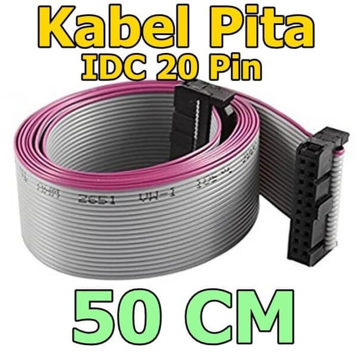 Kabel Pita IDC 20 Pin panjang 50cm 20p plus konektor terpasang