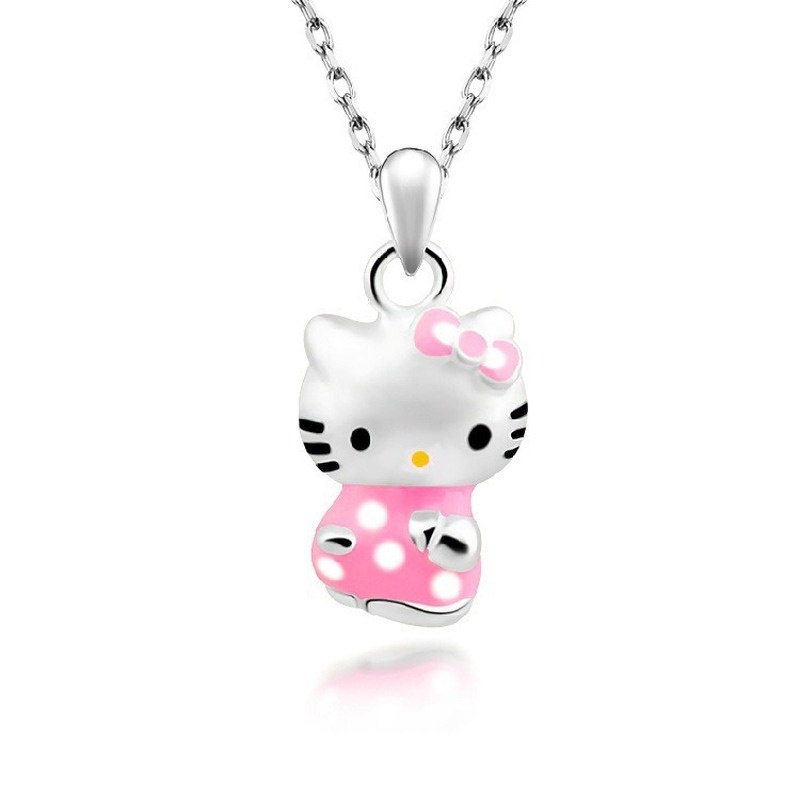 [Ready Stock]Fashion Silver Plated Hellokitty Pendant Silver Necklace