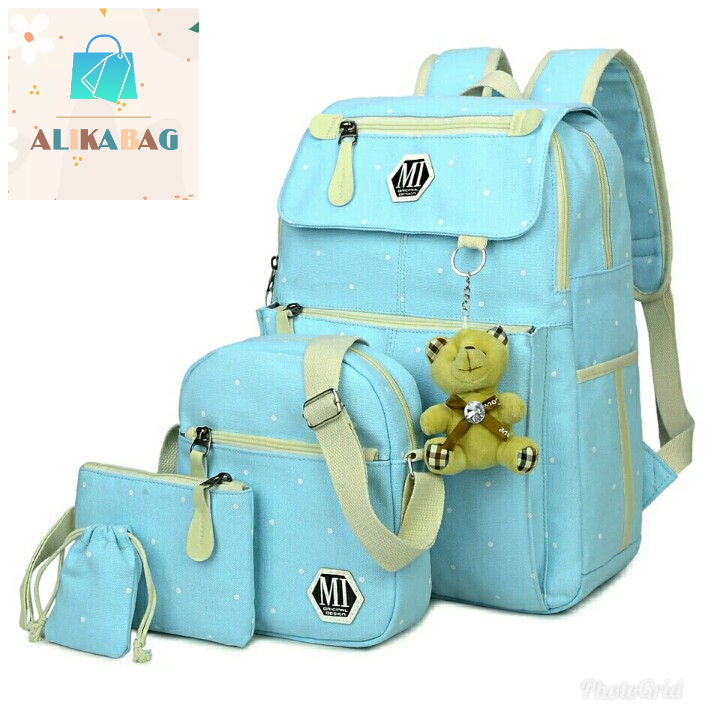 ALIKA BAG - Tas Ransel Sekolah Wanita Motif Pulkadut Multifungsi 4in1