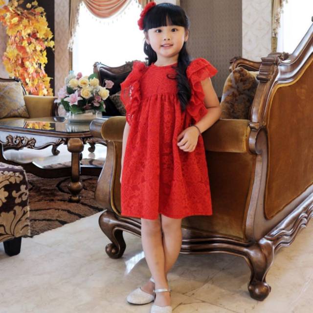 Ethnickidswear Lollylalytha Dress Brokat Anak Baju Natal Anak Dress Natal Bayi