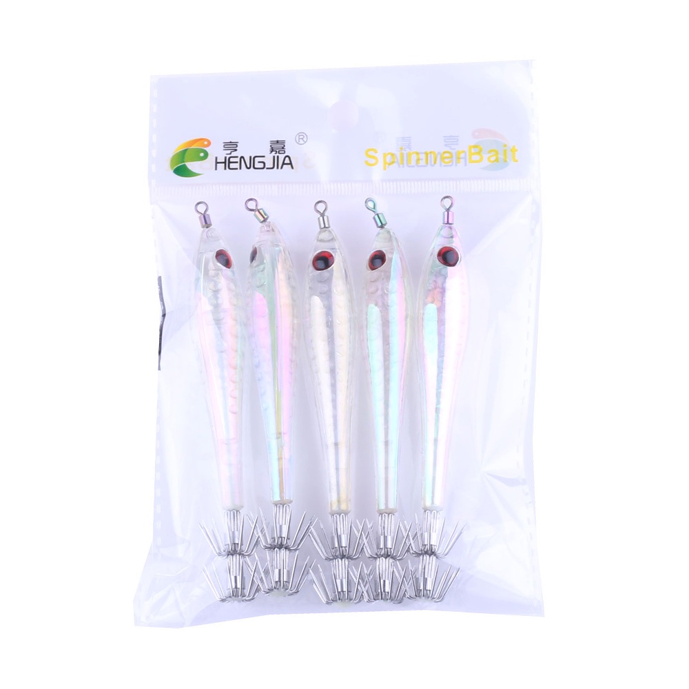 Hengjia 5pcs Umpan Pancing Cumi-Cumi Luminous 9.5CM 6G Glow in The Dark