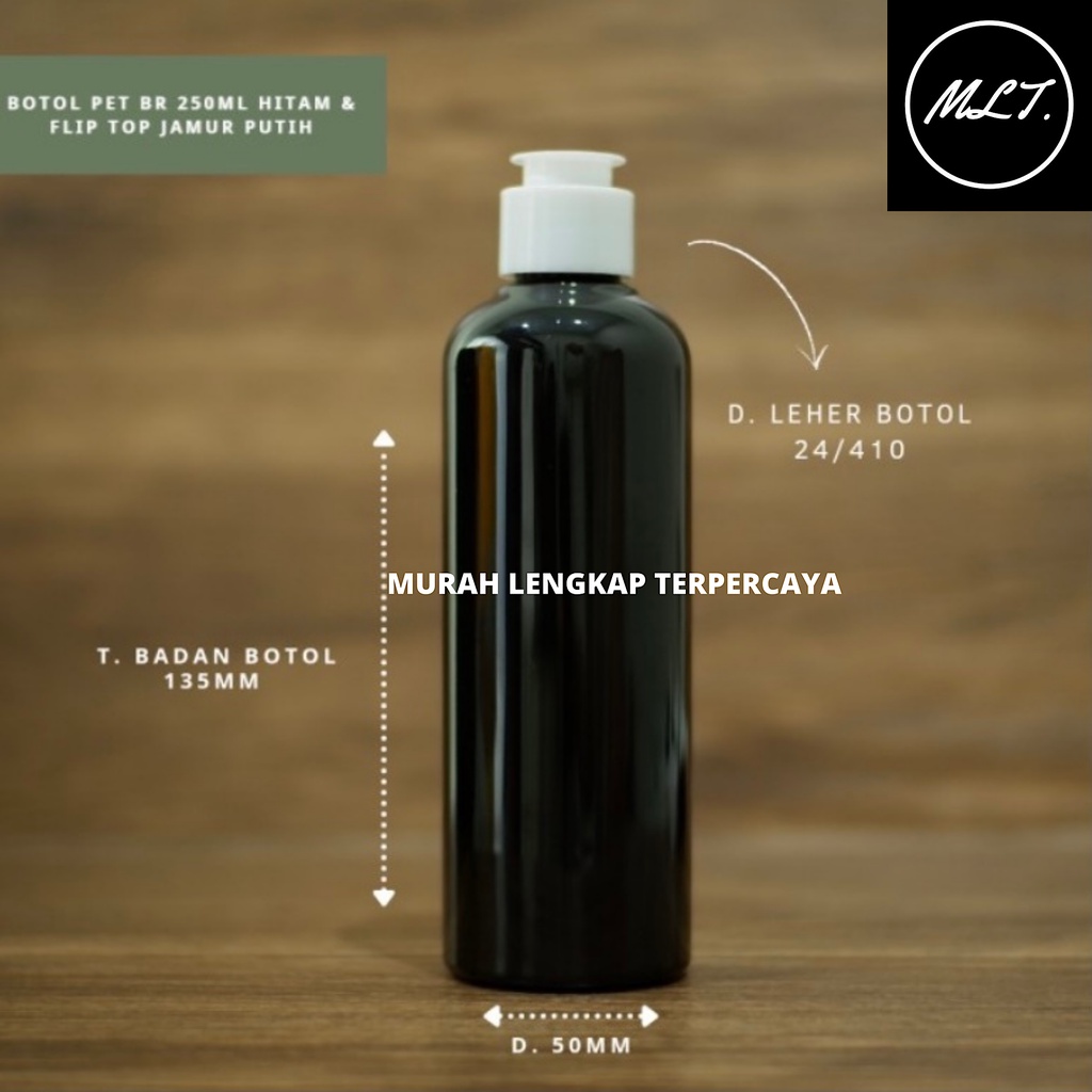 BOTOL FLIP TOP 250ML HITAM FLIPTOP JAMUR / BOTOL 250ML FLIPTOP JAMUR