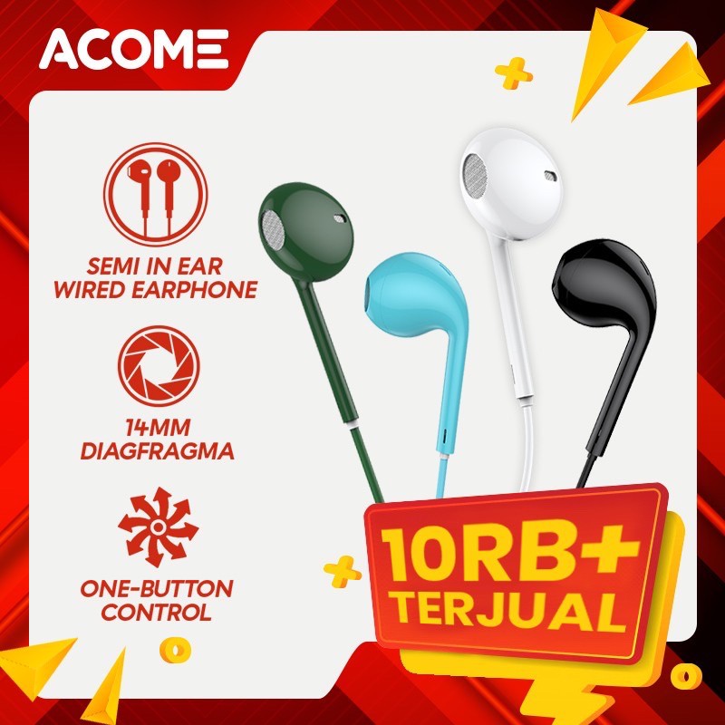 Acome Wired Earphone Headset 14mm Diafragma Clear Audio Garansi Resmi 1 Tahun AW01