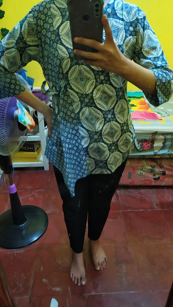 Tey-17 Batik Wanita Asj Sa Hrb026 Kenongo Kemeja Tosca Pendek