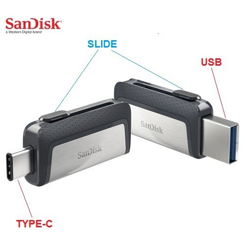 FLASH DISK OTG 3.0 USB C SANDISK 64GB BLACK (SDDDC2) / FLASHDISK TIPE C