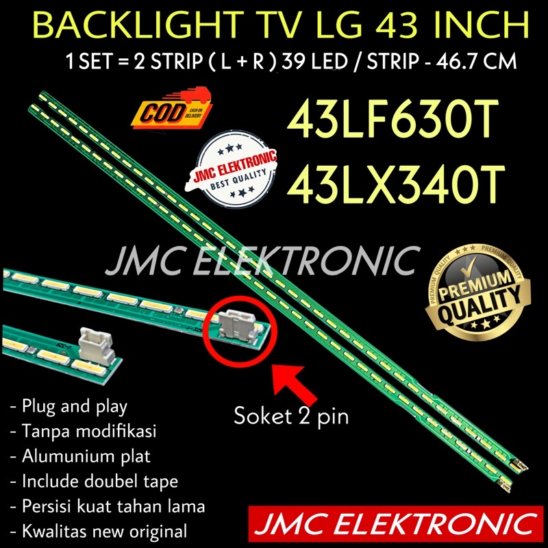 BACKLIGHT TV LED 43LF630T 43LX340T 43LF630 43LX340 43LF 43LX LAMPU BL 39 LED 43 INCH INC