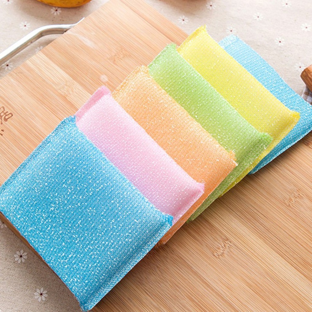 Spons Cuci Piring Warna Warni Spon Sponge Sabut Jaring Alat Dishwashing Dapur Masak Busa Serbaguna