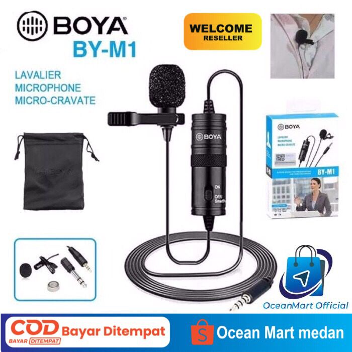 BOYA BY-M1 Lavalier Microphone Micro for Smartphone DSLR Camera Video Vlog Youtube OCEANMART OCEAN MART Aksesoris Handphone HP Murah Grosir