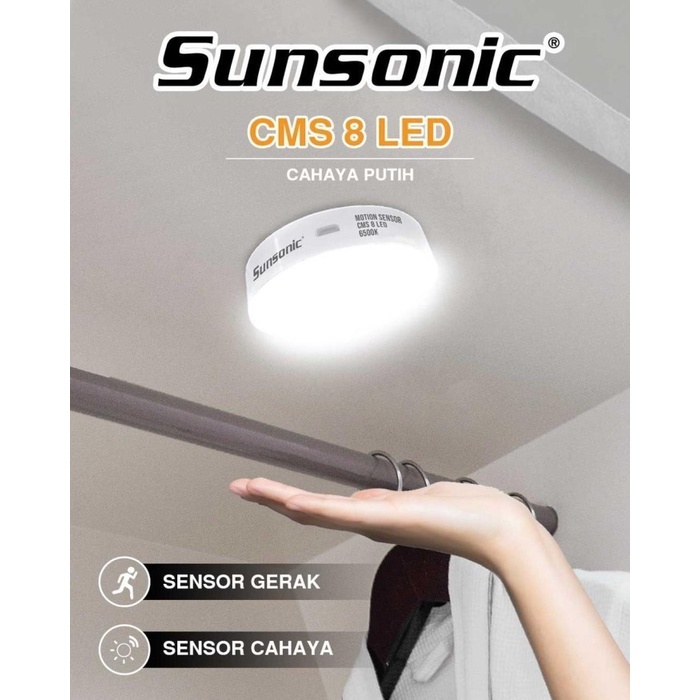 SUNSONIC Lampu LED CMS 8 LED Portable Sensor Gerak dan Sensor Cahaya