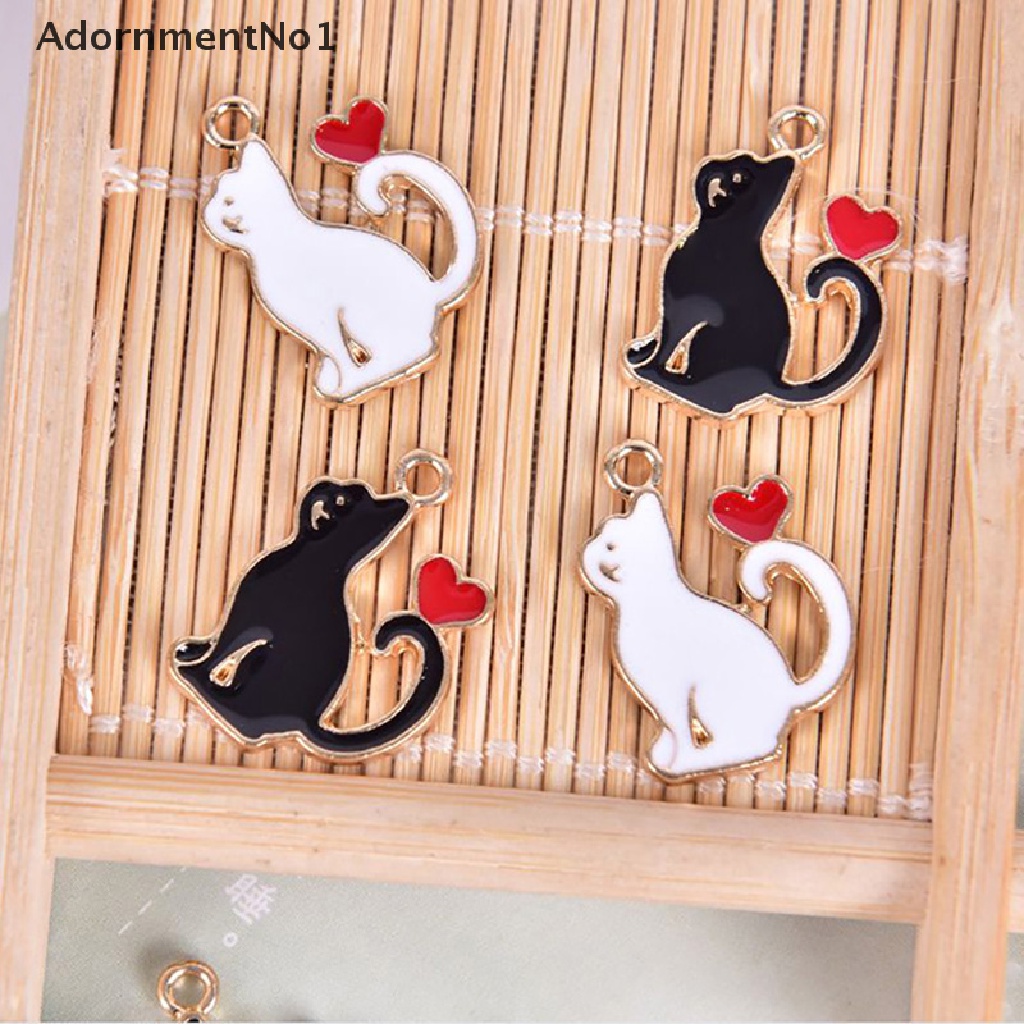 (AdornmentNo1) 10pcs / Set Liontin Bentuk Kucing / Hati Bahan Alloy Untuk Kerajinan Tangan DIY