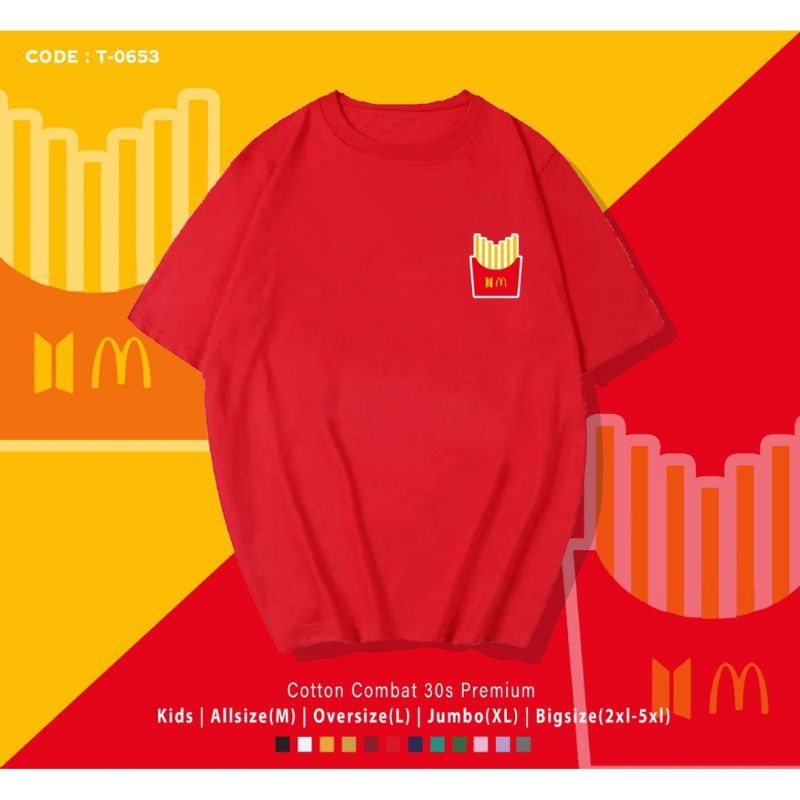 LIMITED EDITION//T-SHIRT KAOS BTS X MCD FRENCH FRIED OVERSIZE/BTS MEAL MCD