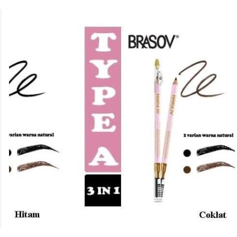 BRASOV Eyebrow Pencil 3 in 1 Pensil Alis + Sharperner + Brush