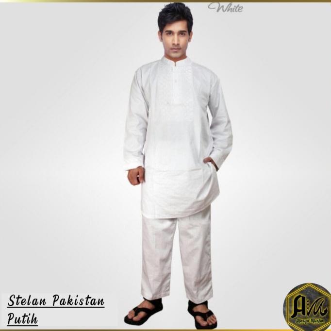 baju stelan koko pakistan pria muslim haji umroh