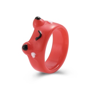 Cincin Bahan Resin Bentuk Kartun Kodok Untuk Pasangan
