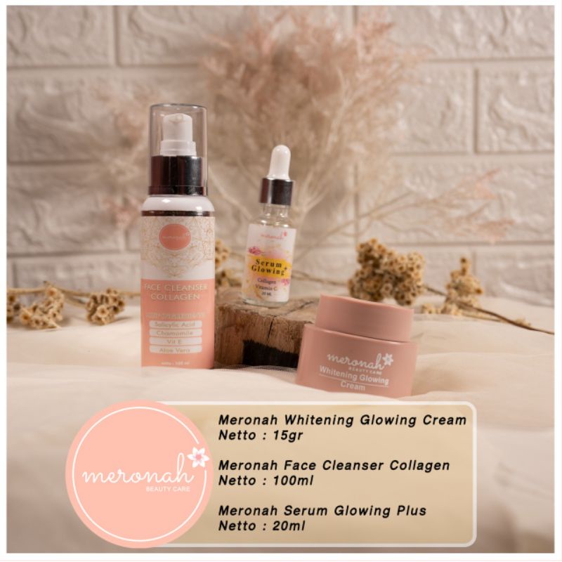 Meronah Cream +serum glowing 20ml + Sabun collagen