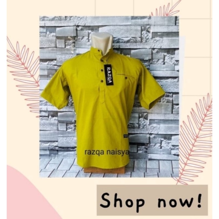 Kemeja Dewasa warna Lemon Pendek / Kemeja koko Laki laki warna Lime Polos / COD Baju Kemeja Pria war