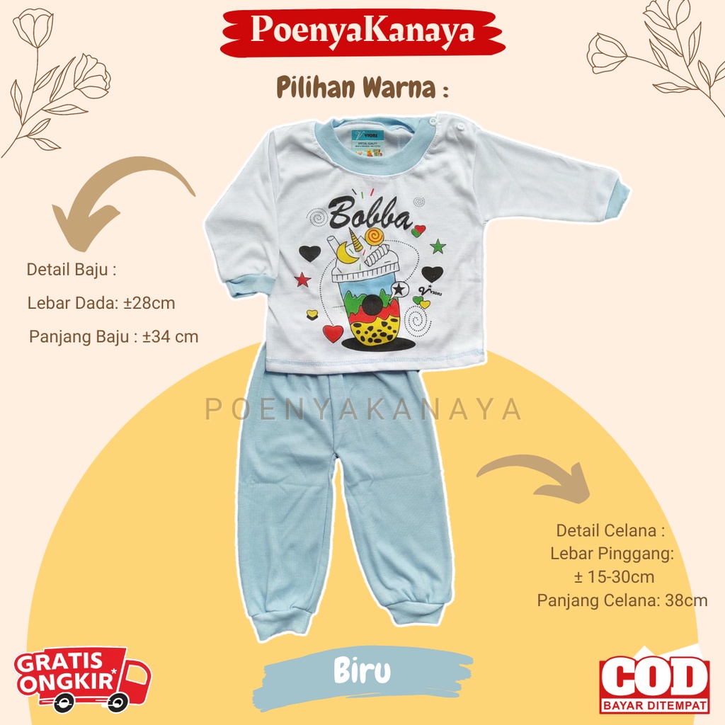 Setelan Baju Bayi Piyama Bayi Panjang OBLONG BOBA Viori 6-18 Bulan SPY139